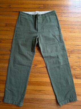 Todd Snyder JAPANESE RELAXED FIT SELVEDGE CHINO IN OLIVE 36x34 LN